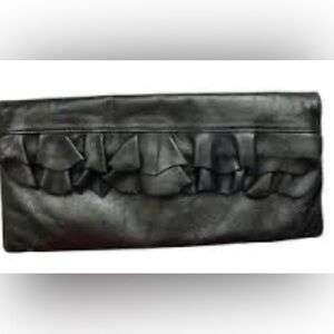 Hobo black ruffle fold over clutch.